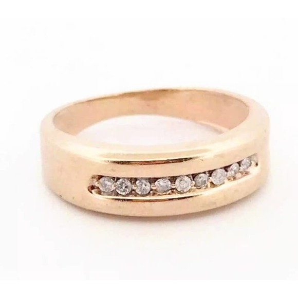 Diamond Ring 10k Mens Wedding Band Mens Diamond-Accent 10K Yellow